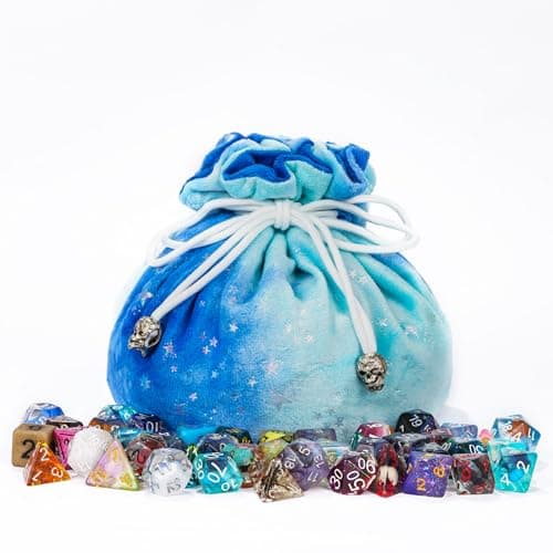Large Velvet Dice Bag with Cartoon Octopus Pattern - Perfect for D&D Games (100+ Dice Capacity)