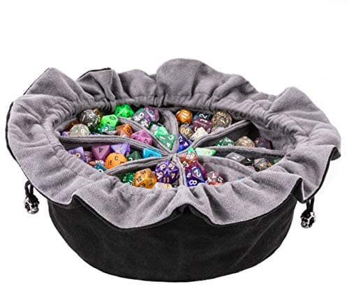 Black DND Dice Bags with Pockets, Large Capacity Over 300 MTG RPG Dices