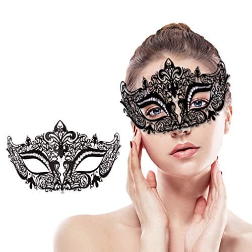 Ralleyfun Women's Venetian Metal Masquerade Mask for Carnival & Halloween Cosplay