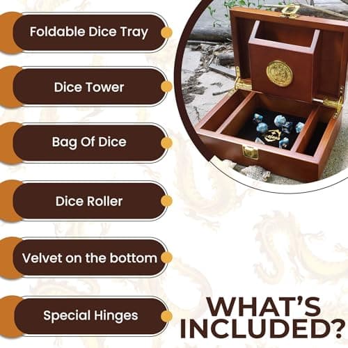 Dragon Treasure Box Dice Tower & Tray (9" x 6" x 3") | Wooden DND Accessory