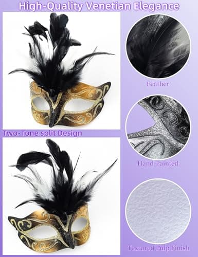 Ubauta Various Venetian Couple Masks for Masquerade & Party