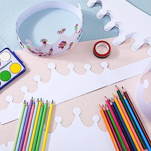 200pcs White Paper Crowns for Kids Birthday Parties Baby Showers Decorations Supplies