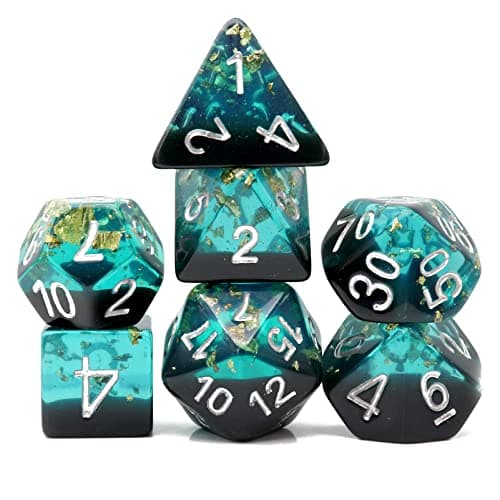 Haxtec Black DND Dice Set 7PC Filled Resin Polyhedral Dice