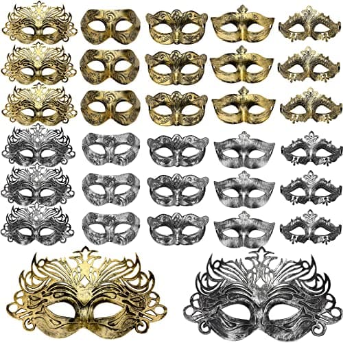 Yunsailing 30 Pieces Venetian Mardi Gras Masks for Carnival Party