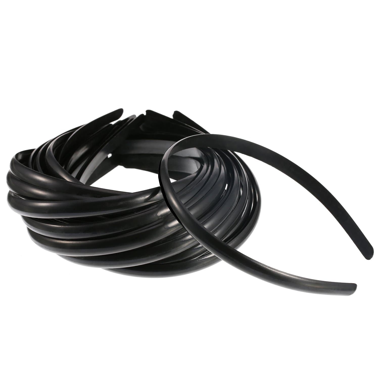Hicarer 30 Pack Black 10mm Plain Plastic Hair Headbands for Girls and Women
