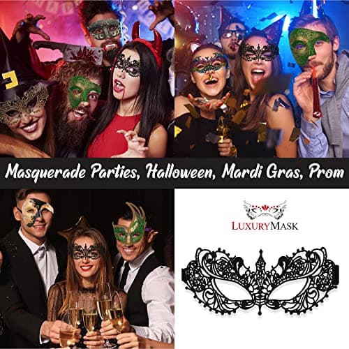 Luxurious Lace Masquerade Mask for Women - Venetian Party, Prom, Mardi Gras, Halloween