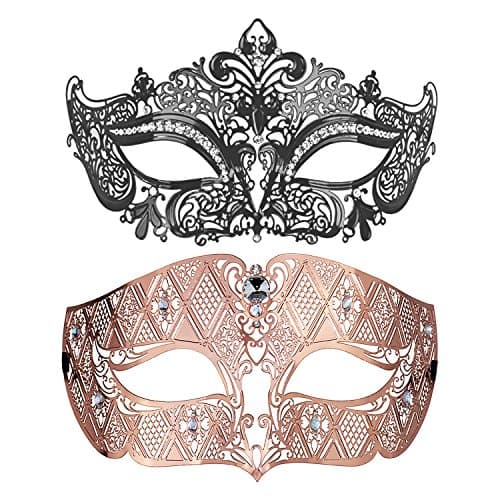 Thmyo Black Couples Venetian Masquerade Mask for Halloween Mardi Gras