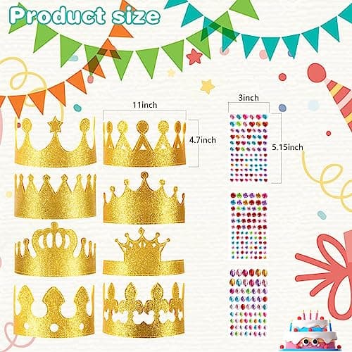 Gold Glitter DIY Birthday Crowns for Kids School Crafts