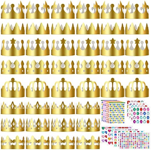 Refined Title: Gold Paper Crowns for Kids, Teens and Adults - DIY Birthday Party Favors