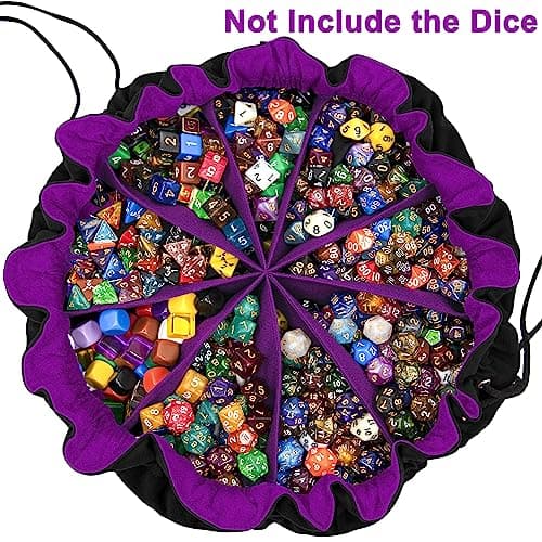 SIQUK Large Capacity Dice Bag with Pockets (Black & Dark Violet)