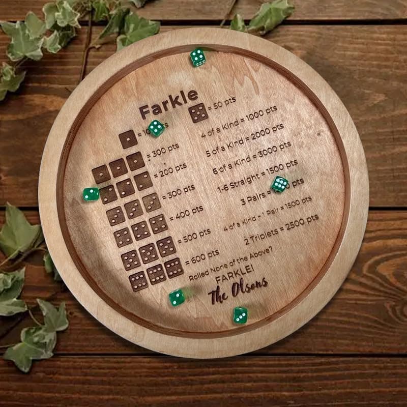 Classic Wooden Dice Tray for Farkle & Other Dice Games (Tray + 2 Dice)