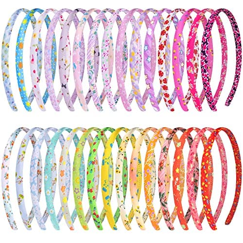 Duufin 30 Pieces Satin Headbands for Women and Girls