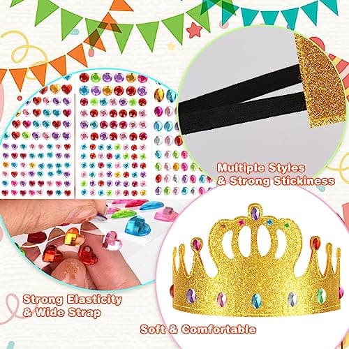 Gold Glitter DIY Birthday Crowns for Kids School Crafts