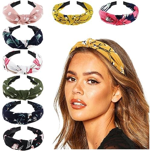 DRESHOW 8 Pack Knotted Headbands for Women Wide Turban Yoga Exercise Accessories