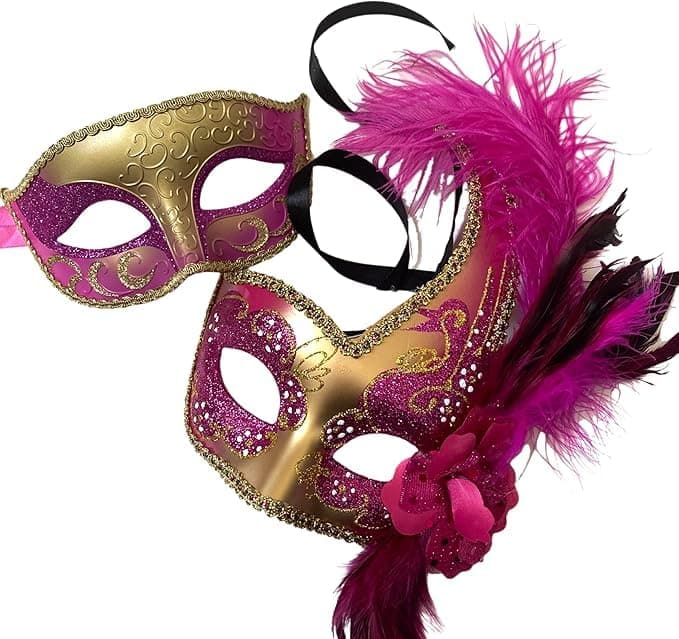 MasqStudio Couples Black Gold Masquerade Mask Pair