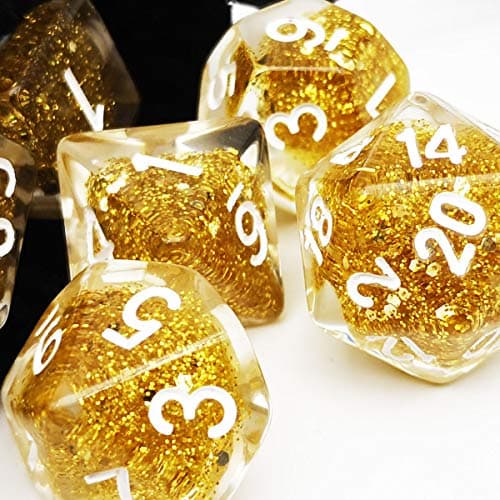 Haxtec Black DND Dice Set 7PC Filled Resin Polyhedral Dice