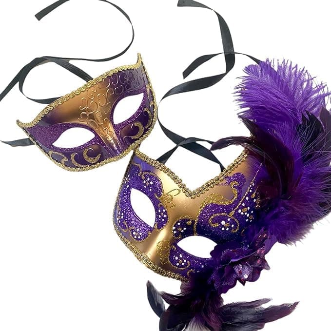 MasqStudio Couples Black Gold Masquerade Mask Pair