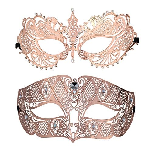 Thmyo Venetian Couple's Crown Masquerade Mask Mardi Gras Prom Costume