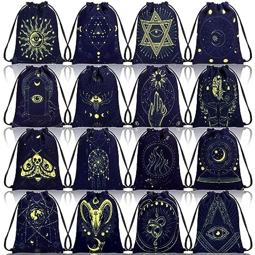 Paterr Vintage Drawstring Pouches for Tarot Cards, Runes & Jewelry (7.1 x 5.9 Inch)