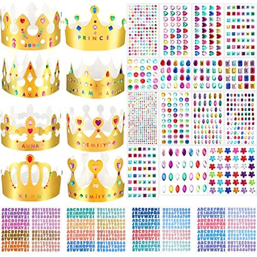 63pcs Gold Gem Princess & Prince Crowns for Kids & Adults Birthday Party Decor & DIY Favor Supplies