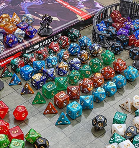 CiaraQ DND Dice Sets - 26x7 Polyhedral Dice (182pcs) with Drawstring Bag
