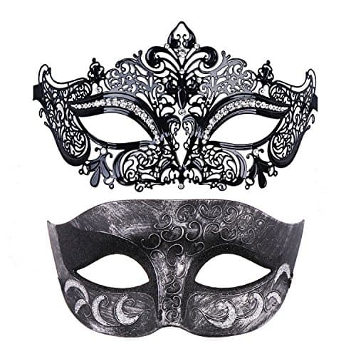 Thmyo Black Couples Venetian Masquerade Mask for Halloween Mardi Gras