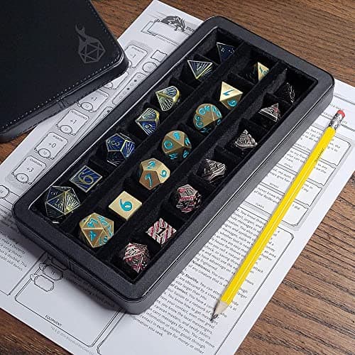Forged Dice Co. Large Divided Dice Case with Tray - 21 Felt-Lined Chambers - Black
