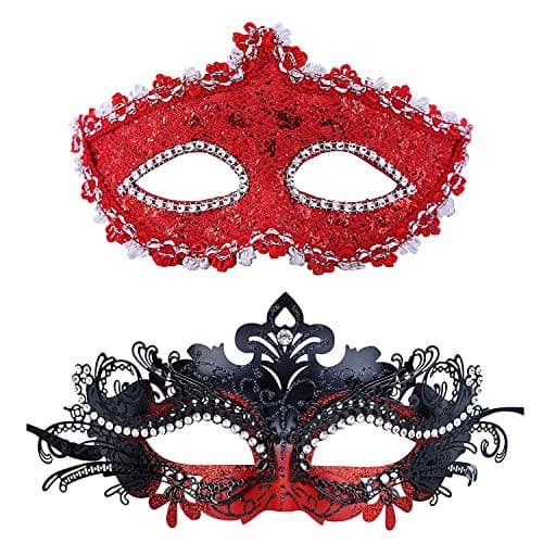 Geek-M Couple Masquerade Mask for Mardi Gras, Christmas, & New Year Parties