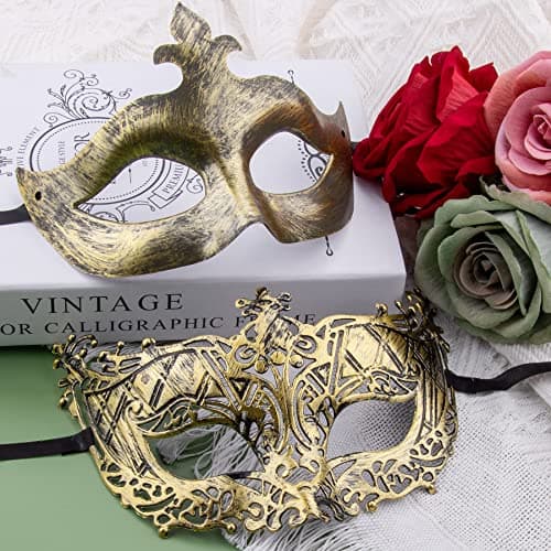 FEQO 16 Pieces Vintage Venetian & Antique Masquerade Masks