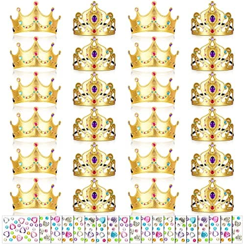Yaomiao 44 Pc Foam Crowns for Kids Princess Tiaras Bulk Diamond Stickers Party Supplies