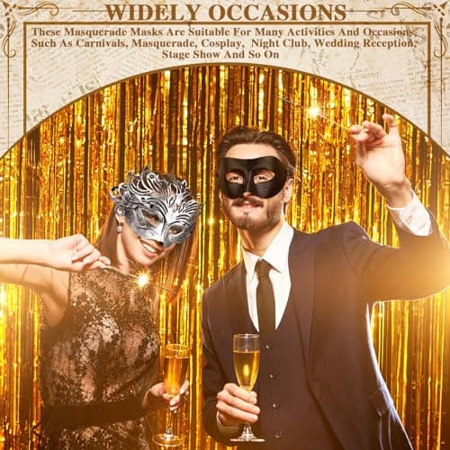 Jenaai 50 Pcs Couple Mardi Gras Masquerade Mask for Costume Ball Party