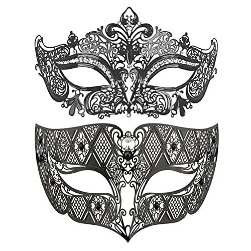Thmyo Black Couples Venetian Masquerade Mask for Halloween Mardi Gras