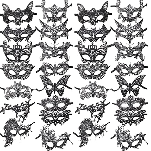 TIHOOD 30PCS Lace Mask for Halloween Masquerade Party Costume