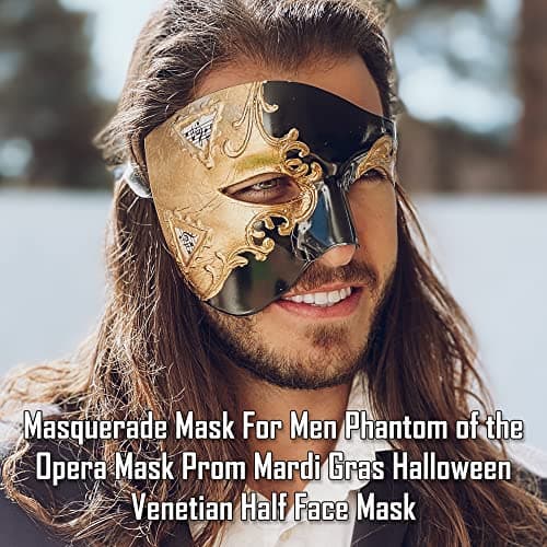 Phantom of the Opera Masquerade Mask for Men | Luxury Half Face Mask