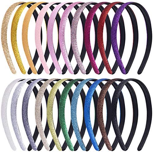Duufin 20-Piece Glitter Headband Set for Girls & Women