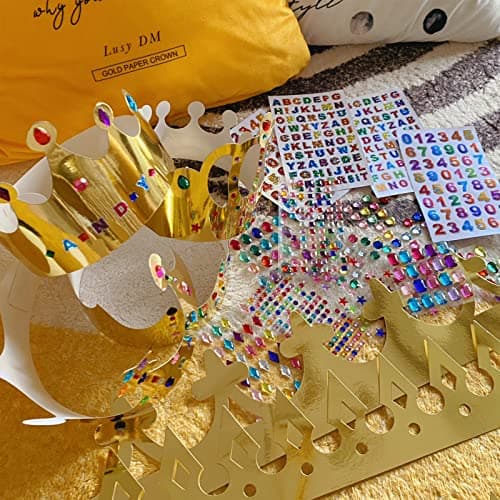 Paper Crowns with Alphabet Number Letter Stickers for Kids Birthday Party