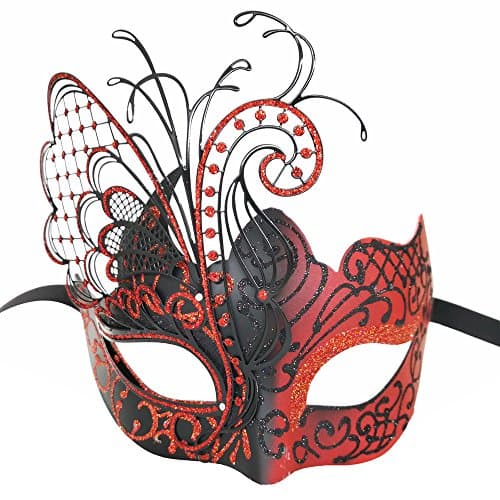 Ubauta Rhinestone Venetian Women Mask for Masquerade/Costume Ball (Gold Blue Butterfly)