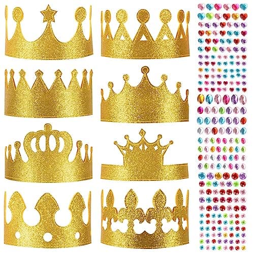 Gold Glitter DIY Birthday Crowns for Kids School Crafts