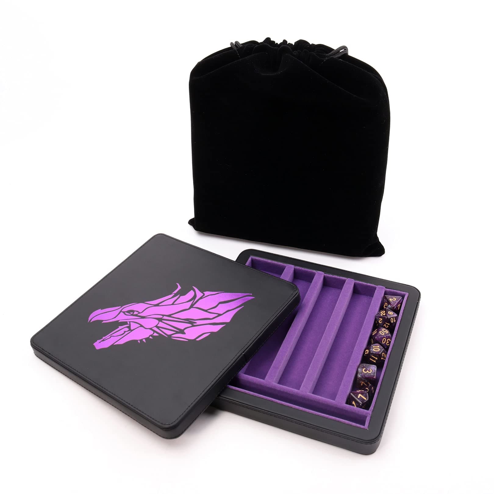 Guarida Dice 7 Tray with Magnetic Lid - Dragon Purple, Perfect for DND and RPG Games