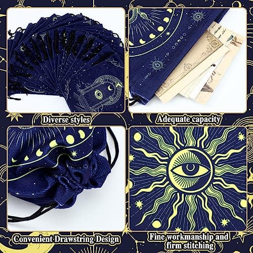 Paterr Vintage Drawstring Pouches for Tarot Cards, Runes & Jewelry (7.1 x 5.9 Inch)