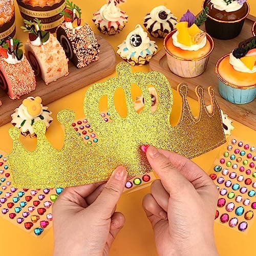 Gold Glitter DIY Birthday Crowns for Kids School Crafts