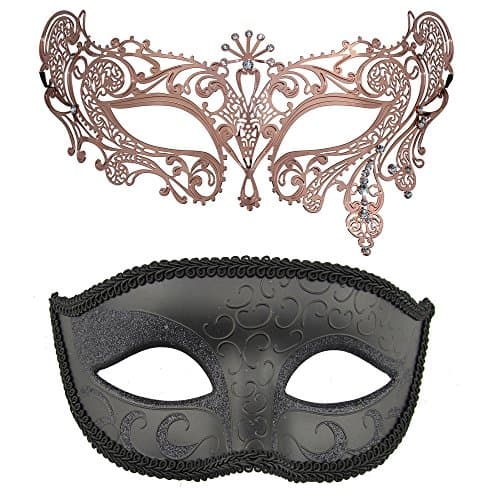 Thmyo Venetian Couple's Crown Masquerade Mask Mardi Gras Prom Costume