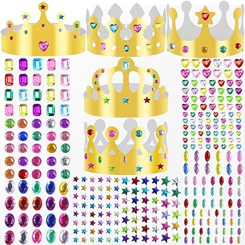 BOYIVI Jeweled Paper Crowns for Kids Birthday Hats DIY Supplies