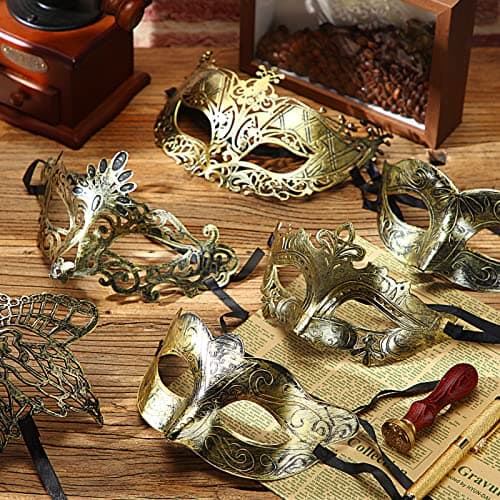 Yunsailing 30 Piece Masquerade Mask Set for Mardi Gras & Halloween Parties