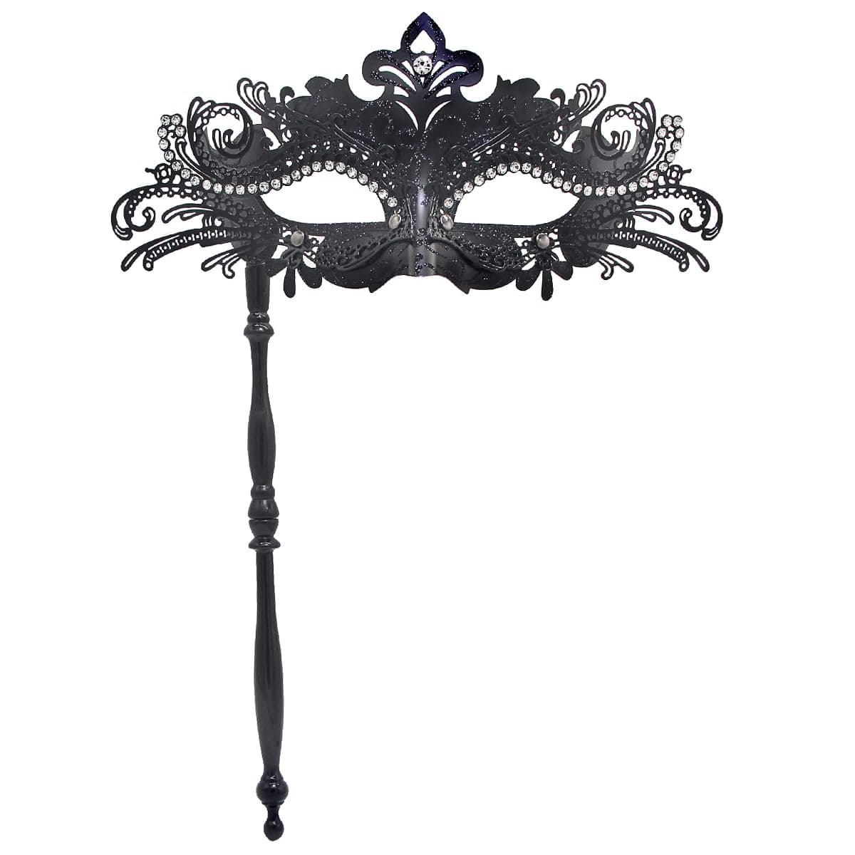 G YITENG Filigree Rhinestone Venetian Mask with Handle for Mardi Gras