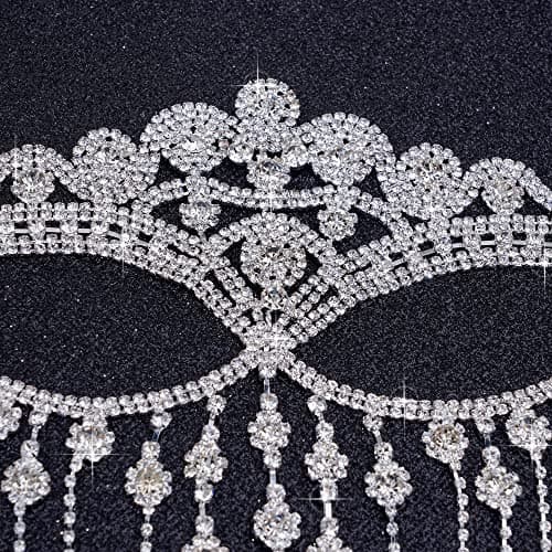 CCbodily Rhinestone Crystal Face Mask for Women Masquerade Event