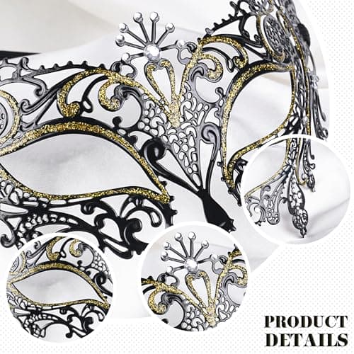 Zinniday Women's Antique Venetian Masquerade Mask 2025 Mardi Gras Accessory