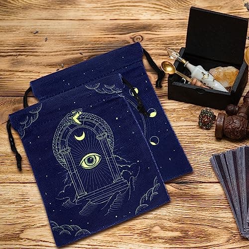 Paterr Vintage Drawstring Pouches for Tarot Cards, Runes & Jewelry (7.1 x 5.9 Inch)