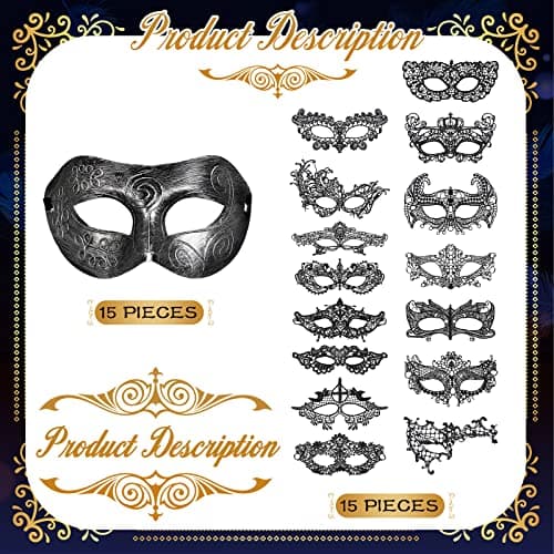 Liliful Black Lace Mask for Couple | Antique Mardi Gras Venetian Maskobservation