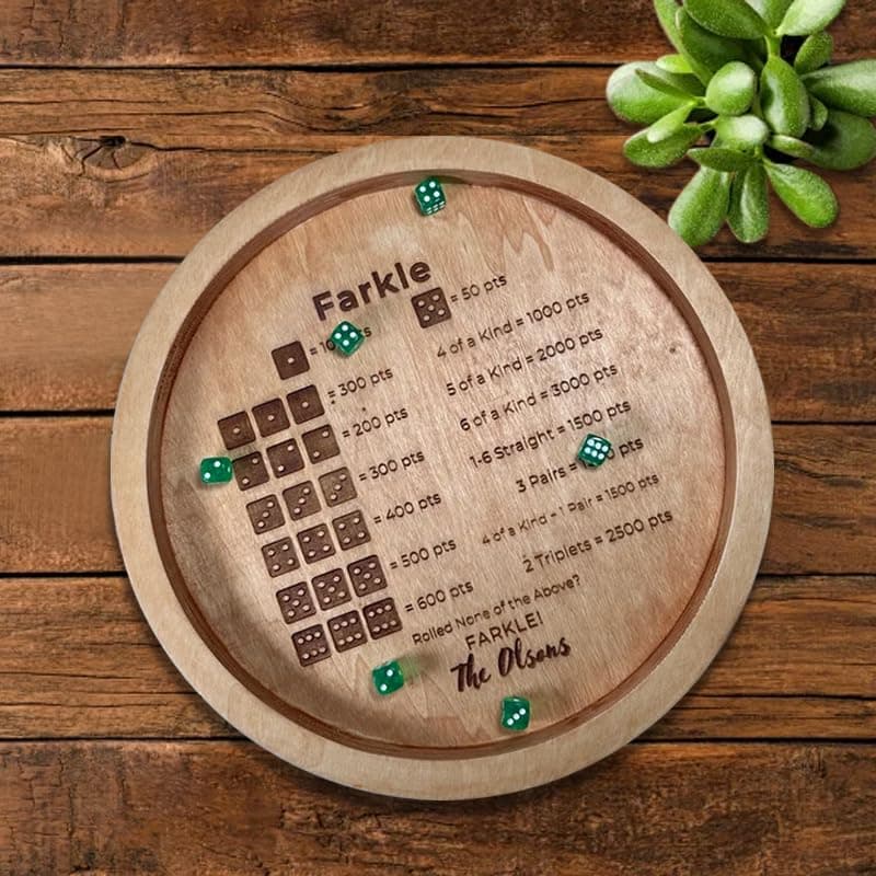 Classic Wooden Dice Tray for Farkle & Other Dice Games (Tray + 2 Dice)